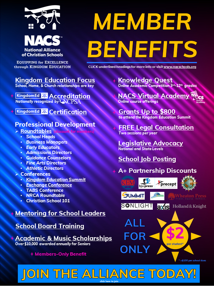 Benefits · National Alliance of Christian Schools